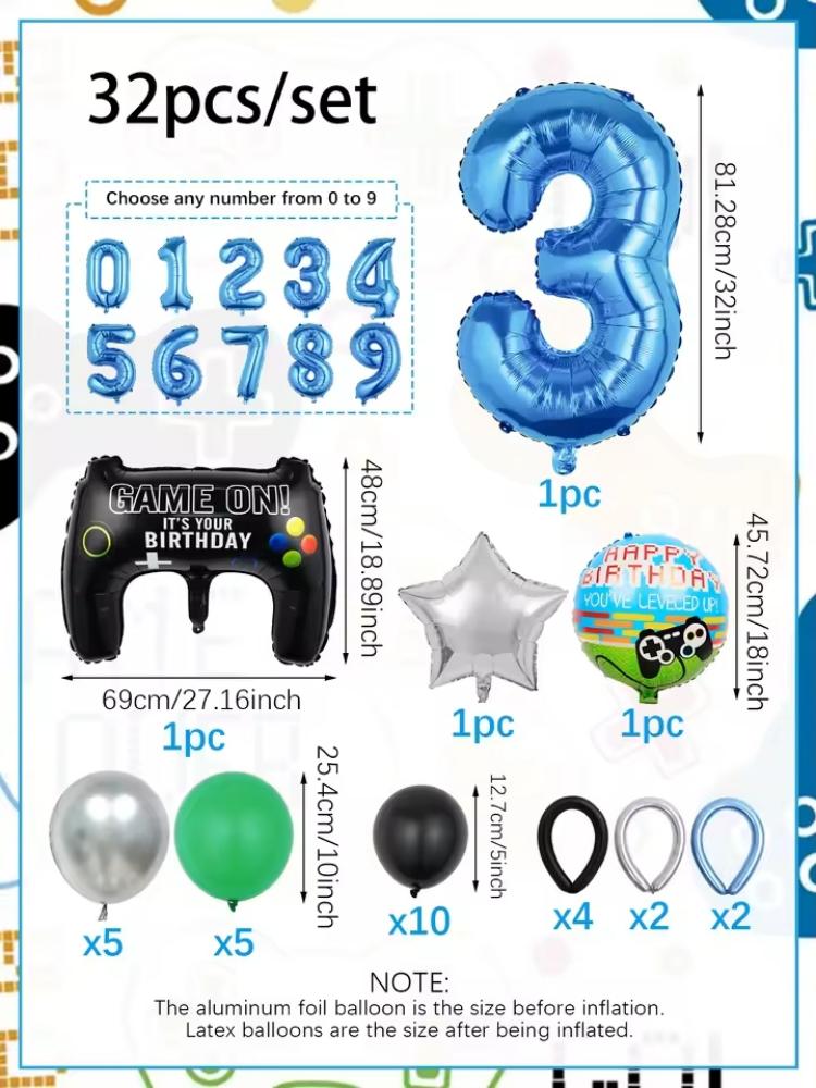 32PCS Game Theme Birthday Numb – Gaming Accessories Boys recenzja i cena