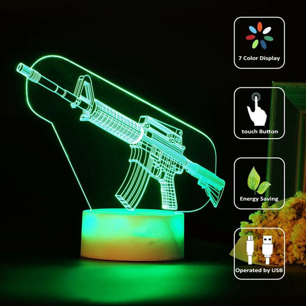 Game Rifle 3d Led Night Light  – Gaming Accessories Boys recenzja i cena